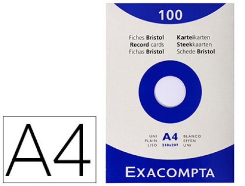 Fichas em cartolina exacompta din a4 brancas 205 gr pack de 100 unidades , Exacompta , 63283 , 3130630133063